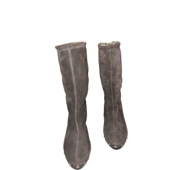 Michael Kors Brown Suede Fur Lined Heeled Boots - Picture 4 of 10